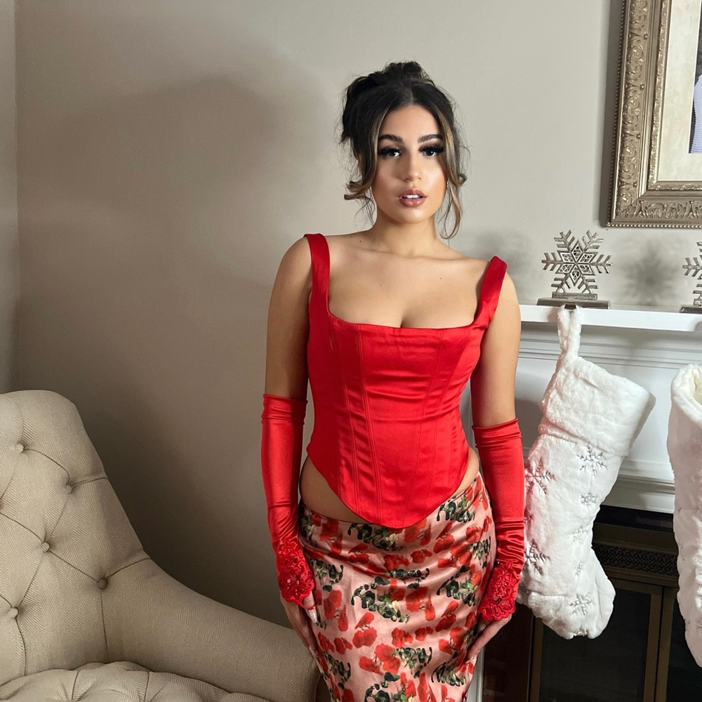 House of CB Vibrant Red Corset Top